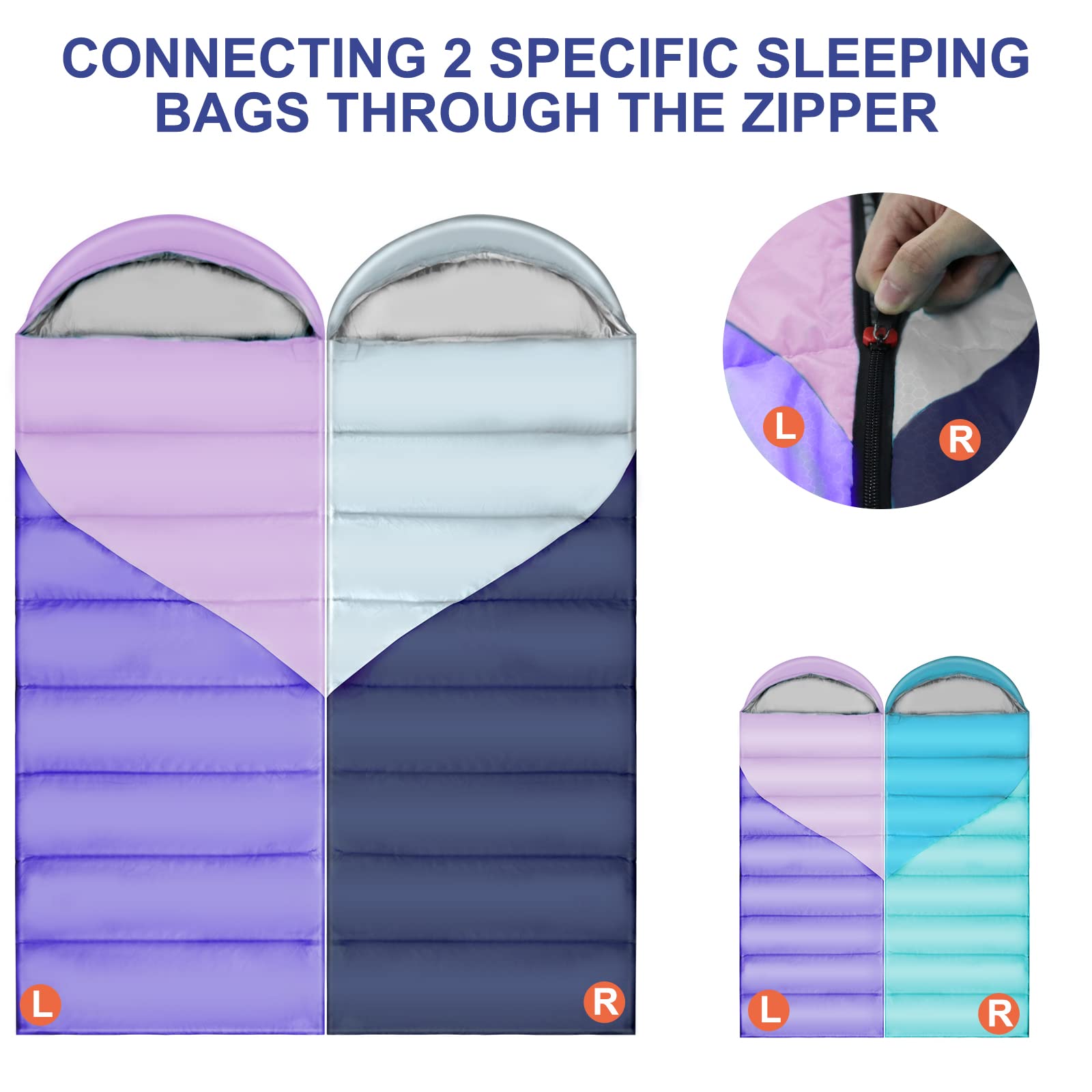 Indoor Ultralight Breathable Sleeping Bag with Side Zipper