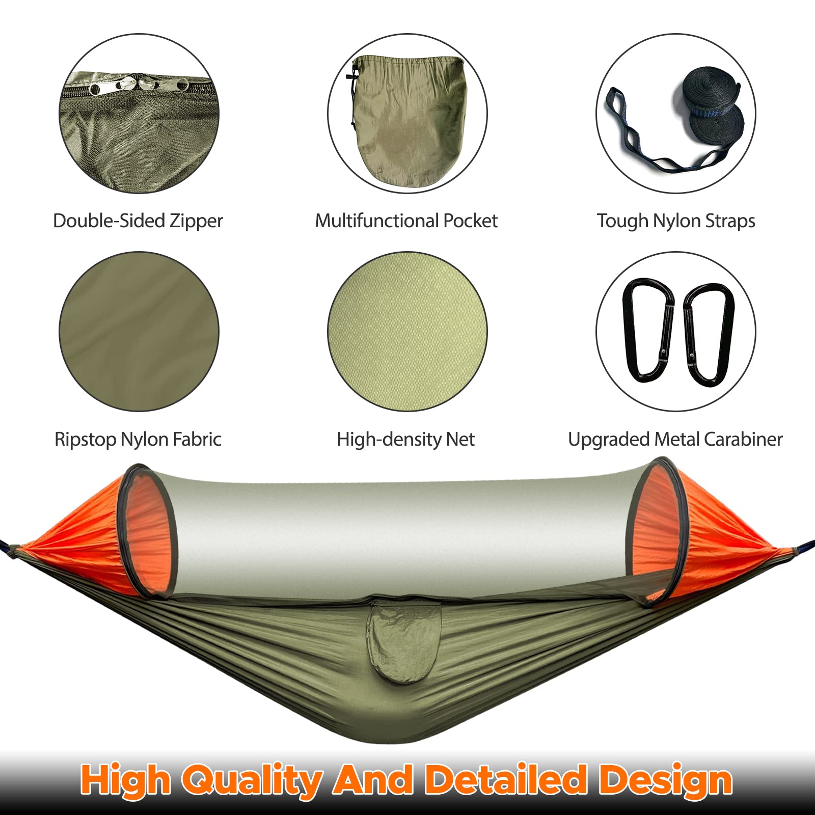 Adjustable Camping Hammock With Bug Net For Winter