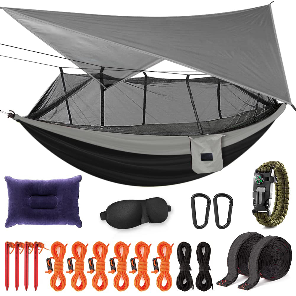 Compact Camping Hammock With Bug Net For Single