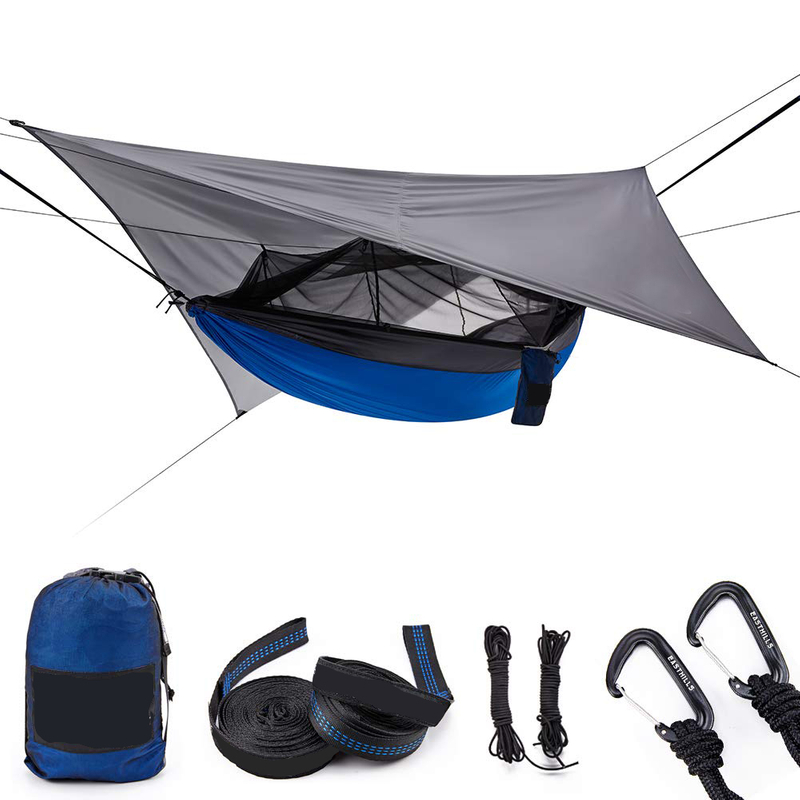 Double Ultra Light Rip-Stop Parachute Nylon Camping Hammocks with Removable Bug Net