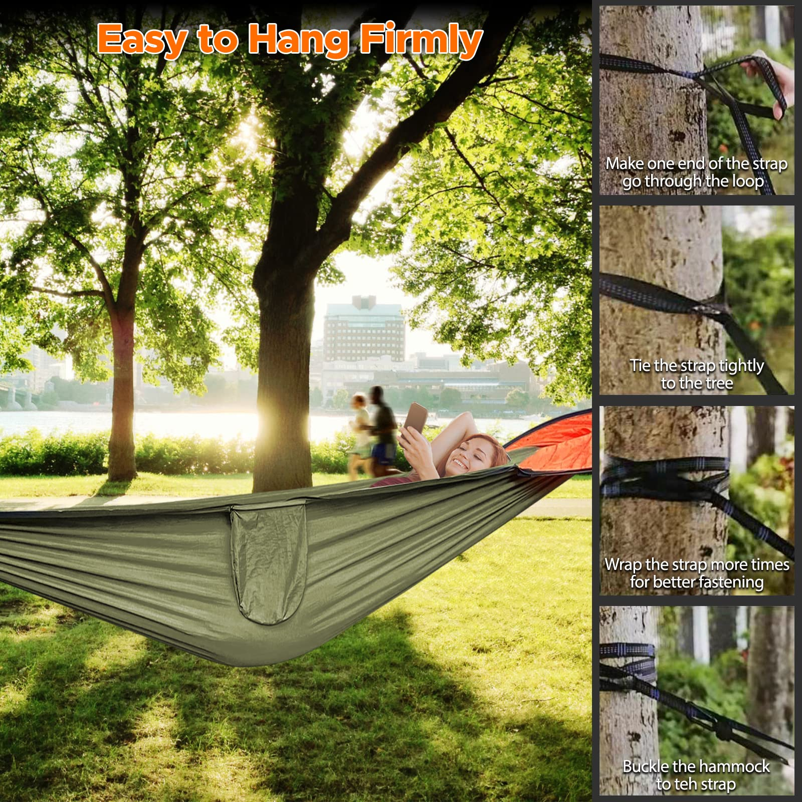 Adjustable Camping Hammock With Bug Net For Winter