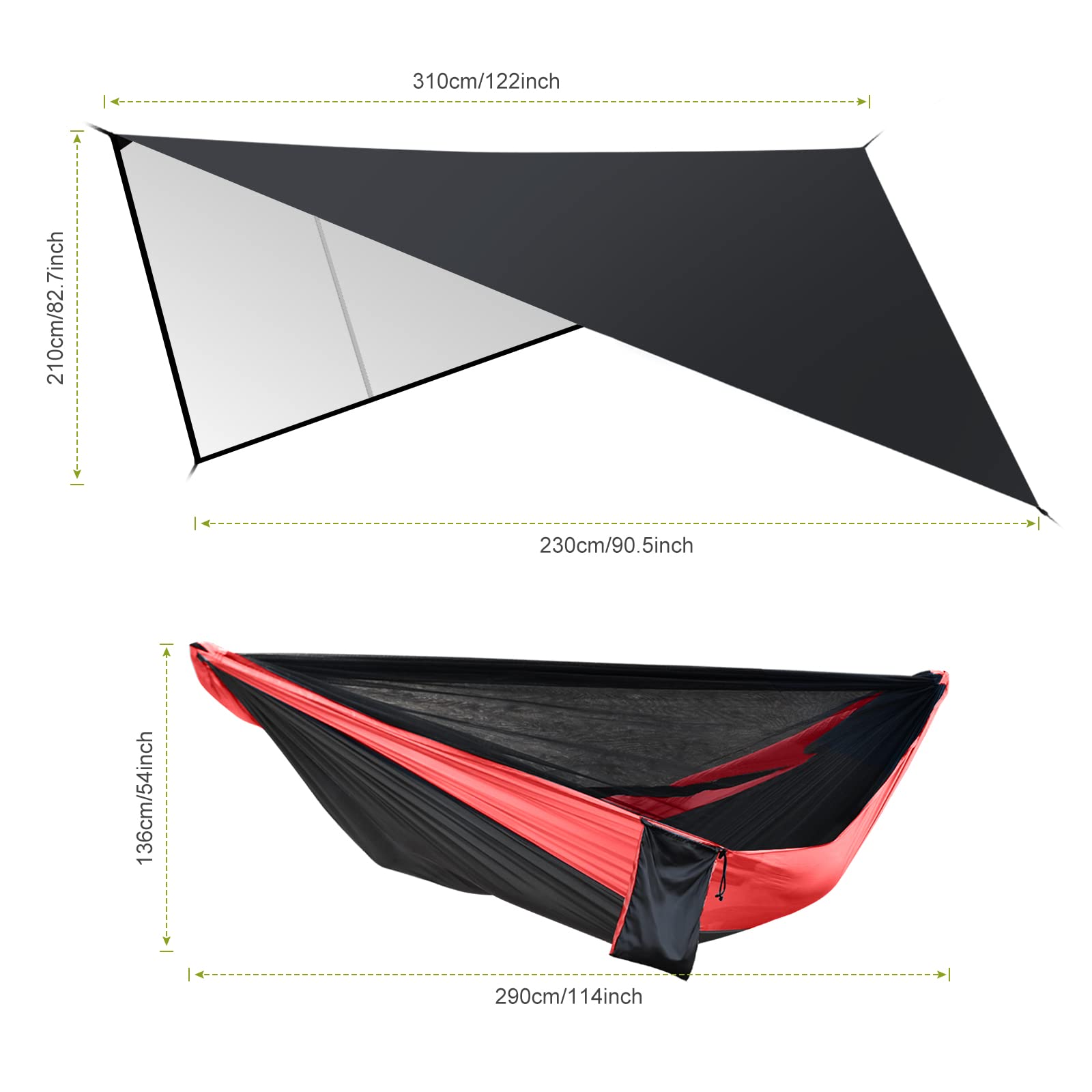 Portable Geometric Pattern Camping Hammock with Rainfly