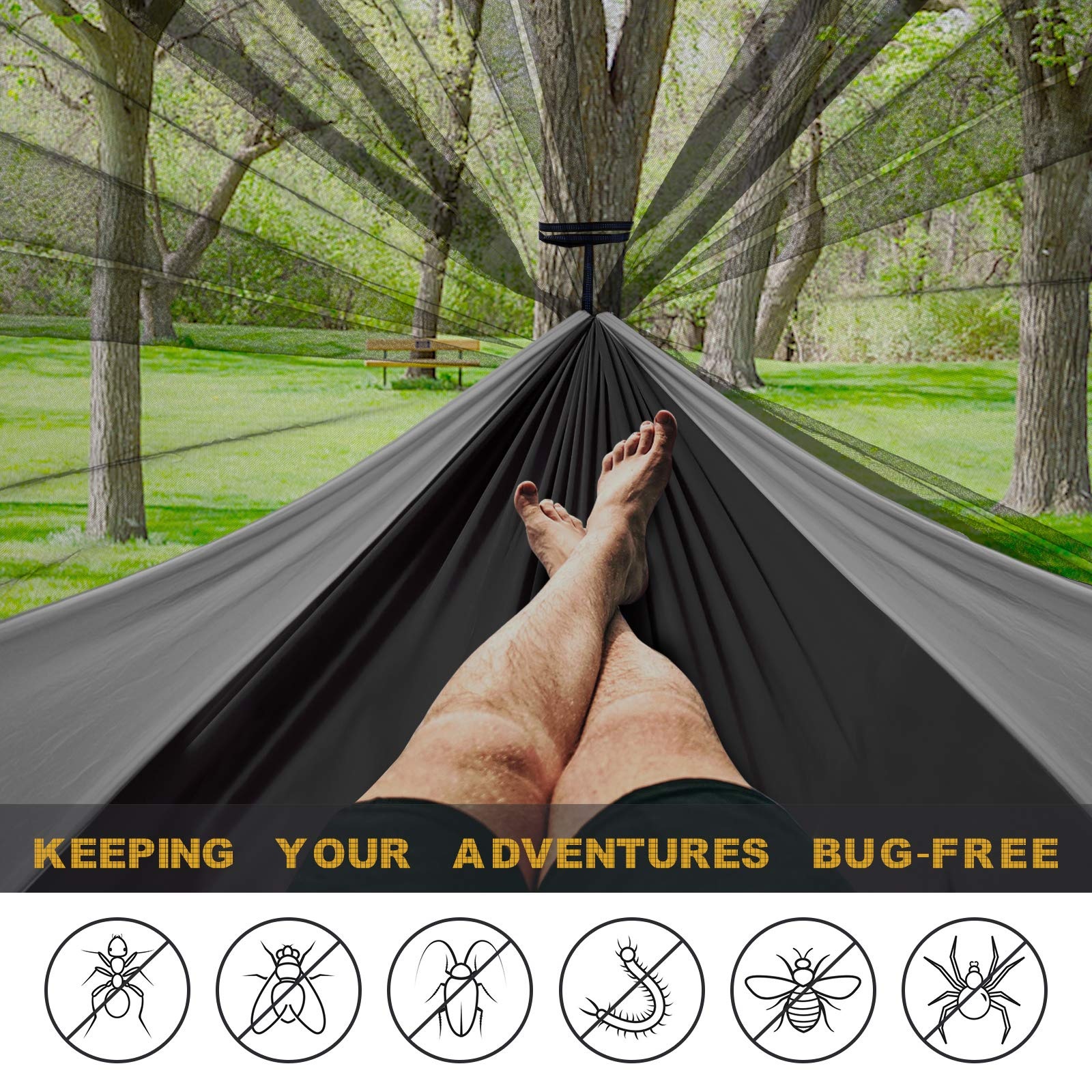 Ultralight Camping Hammock With Bug Net For Sleeping