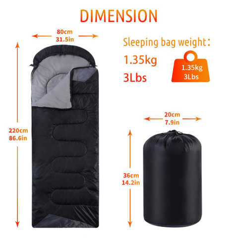 Cold Weather Sleeping Bag for Camping Hiking Outdoor Travel with Compression Bags