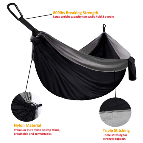 Portable Camping Hammock with Tree Straps for Outdoor Hiking