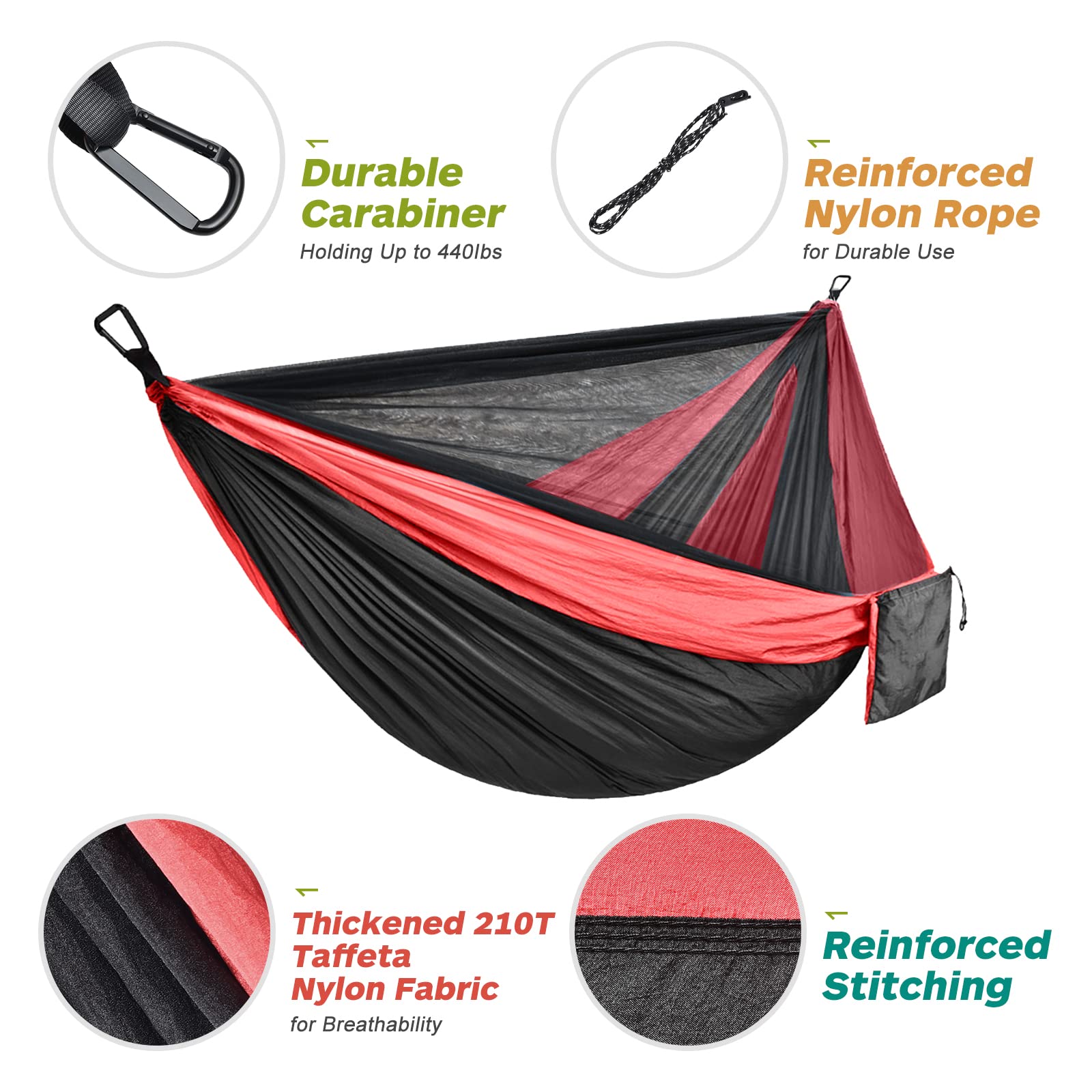 Portable Geometric Pattern Camping Hammock with Rainfly